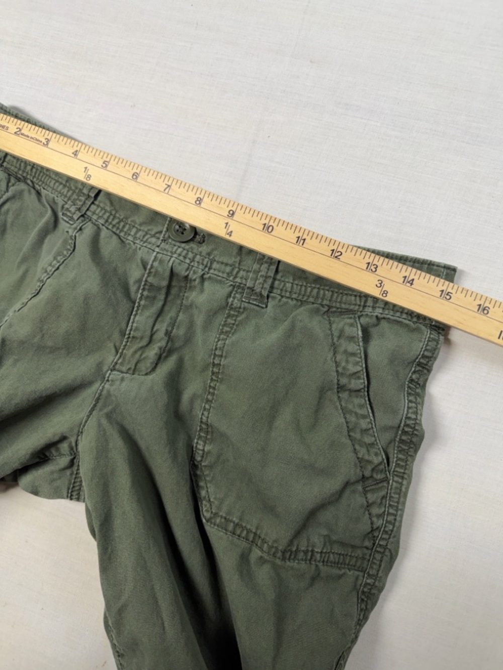 Eddie Bauer: Adjustable Length Shorts, Army Green 100% Cotton, Women’s Size: 2 - Picture 9 of 9